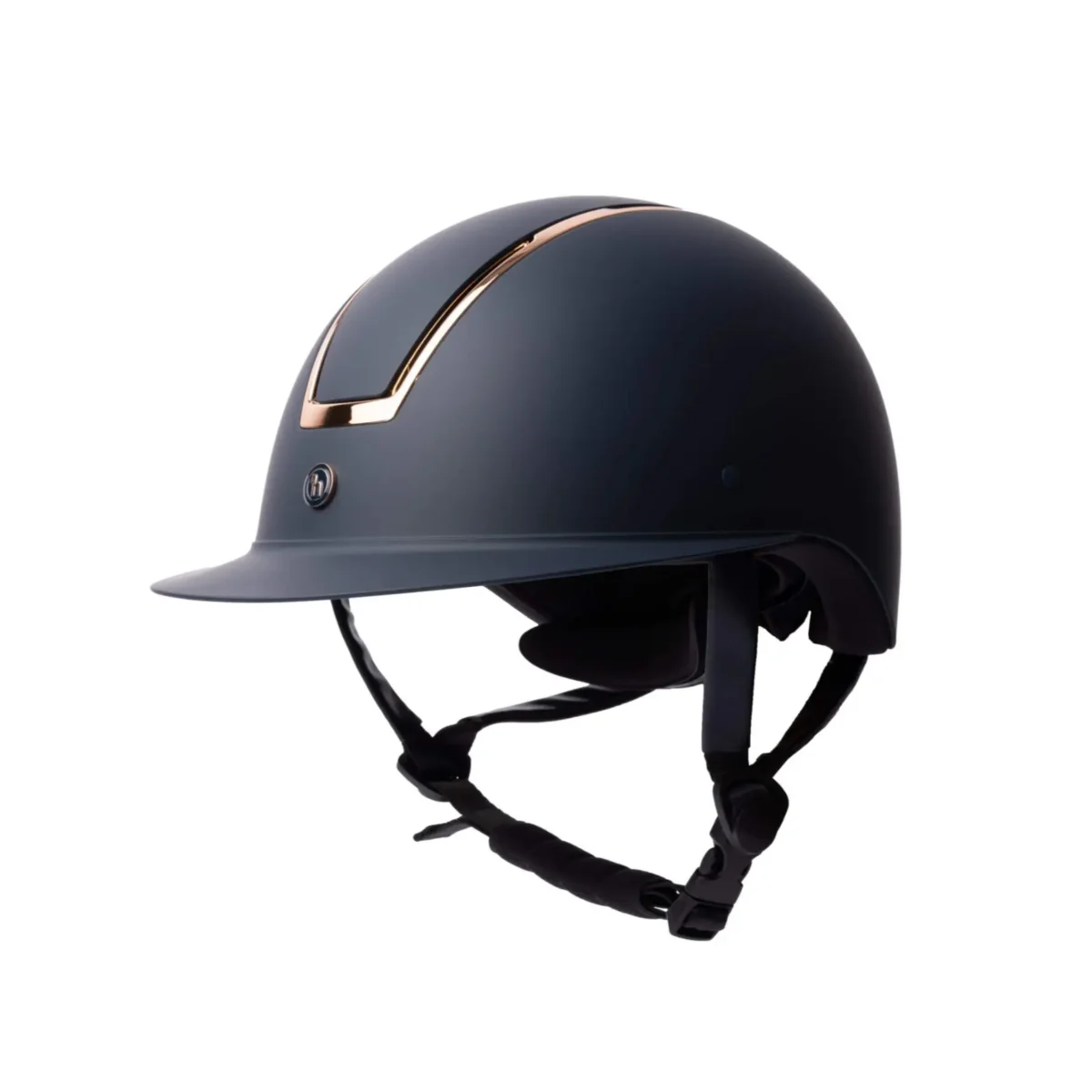 Horze Atmos Metallic II Helmet – Stylish, High-Impact Riding Helmet with Ventilation & Adjustable Fit navy rosegold