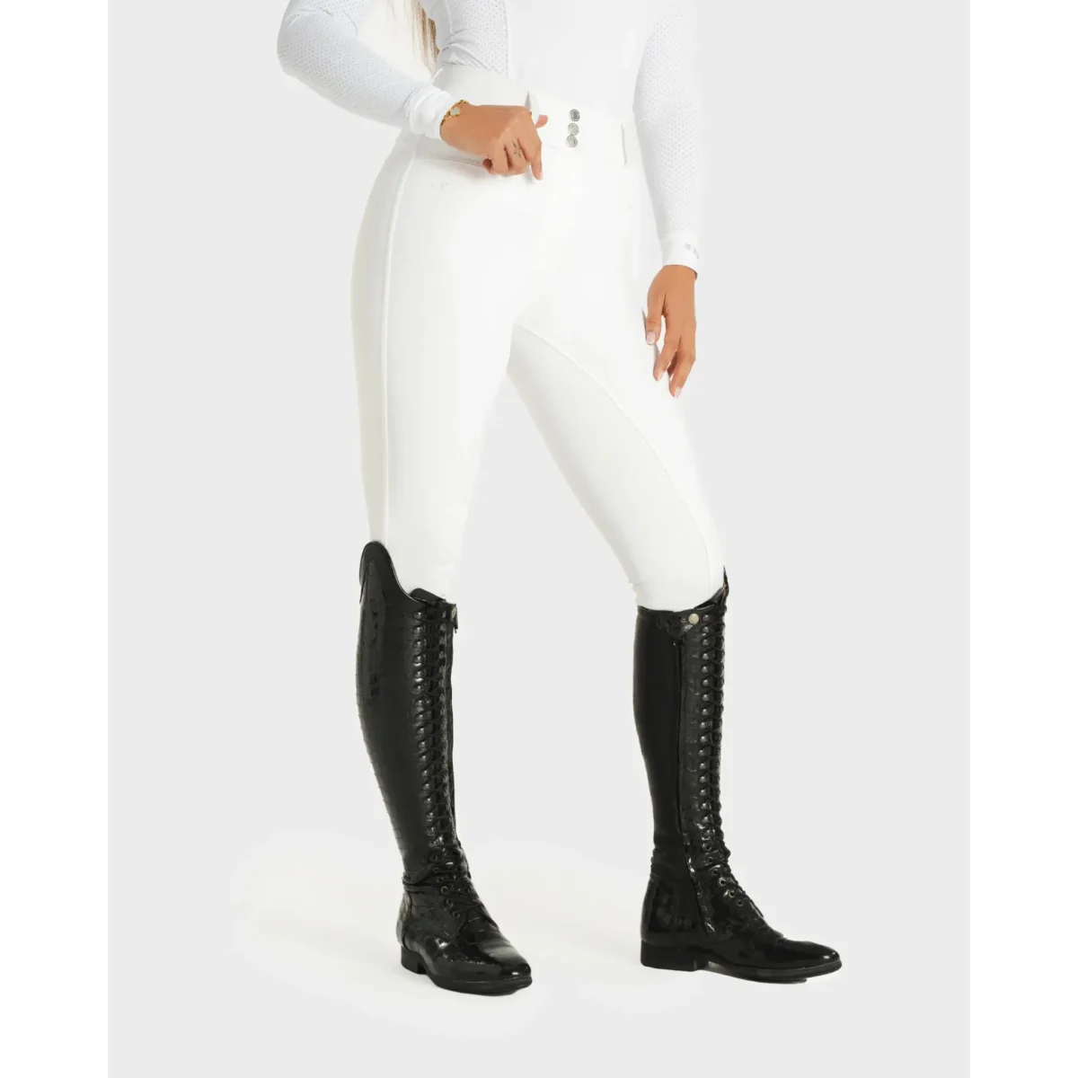Moa Mae Women’s Franzi FG Breeches – Full Grip, Premium Fit & Elegant Riding Performance White
