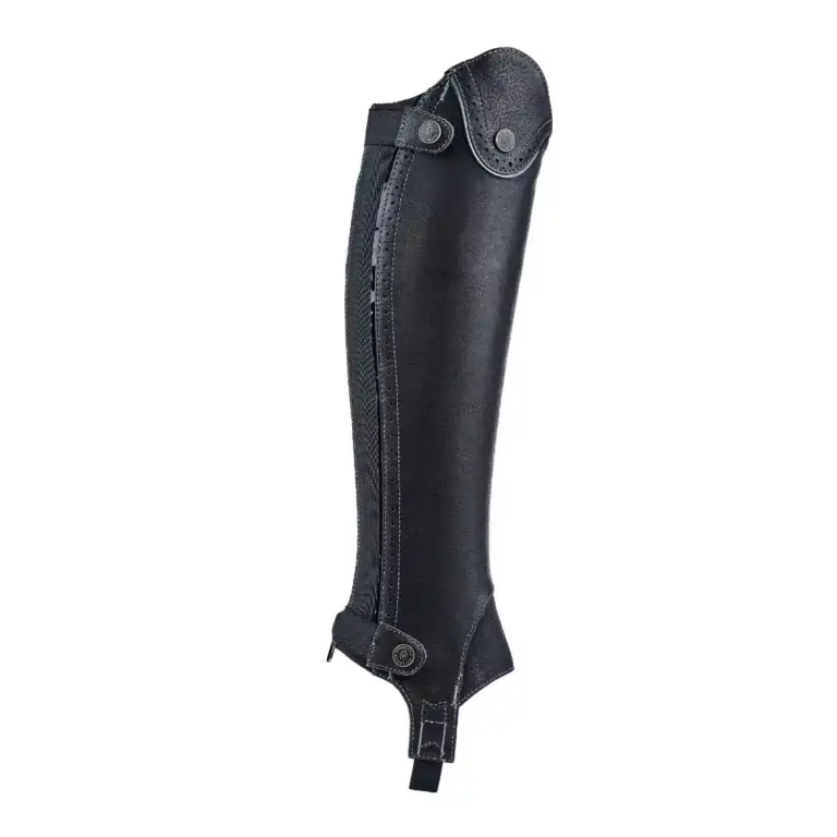 Moretta Lucetta Leather Chaps – Elegant Full-Grain Leather Gaiters with Brogue & Patent Detailing