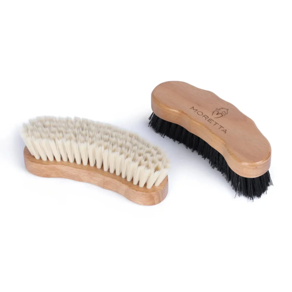 Moretta Shoe Brush Set – Dual Brush Kit for Polish & Shine with Beech Wood Handle