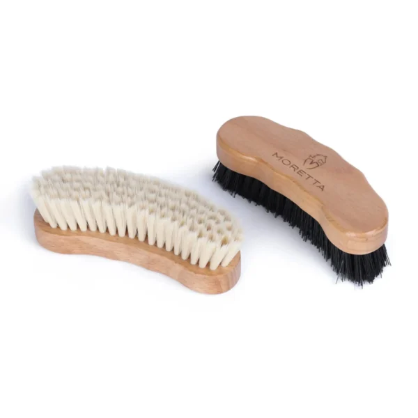 Moretta Shoe Brush Set – Dual Brush Kit for Polish & Shine with Beech Wood Handle
